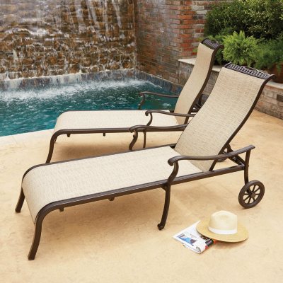 Member's Mark Agio Sling Chaise Lounge with Wheels, 2 Pack - Sam's Club