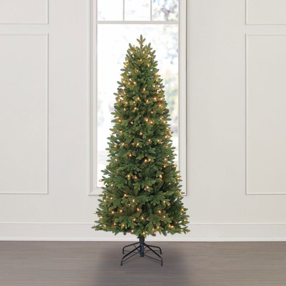 6 ft Prelit LED White Light Dawson Pine Slim Christmas Tree with ...