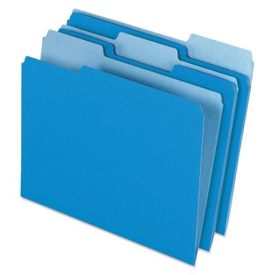 Pendaflex® Colored File Folders 1/3 Assorted Cut Top Tab, Blue/Light ...