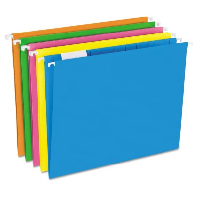 Pendaflex 1/5 Tab Hanging File Folders, Glow Assorted Colors (Letter ...