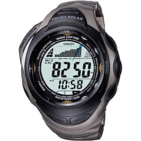 casio atomic digital watch silver