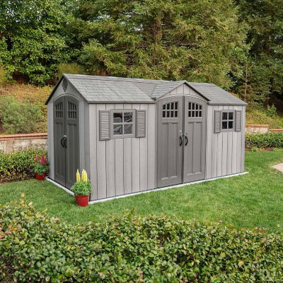 lifetime 15x8 plastic shed c/w dual entry 60079 - youtube