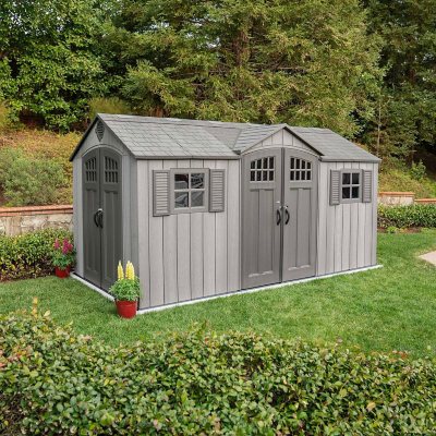 Lifetime 15' x 8' Rough Cut Dual-Entry Outdoor Storage 