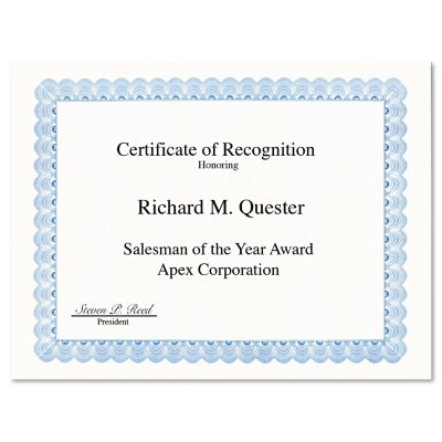 Geographics Parchment Paper Certificates 8 1/2 x 11 Blue