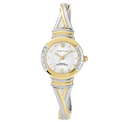 anne klein women's genuine diamond dial bangle watch