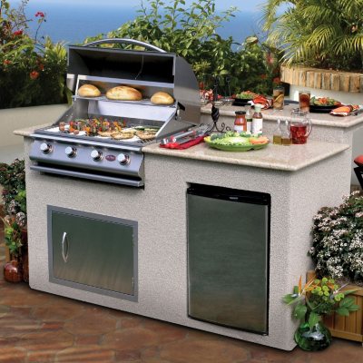 Cal-Flame 6 ft BBQ Island with 4 Burner Gas Grill and Granite Top - Sam ...