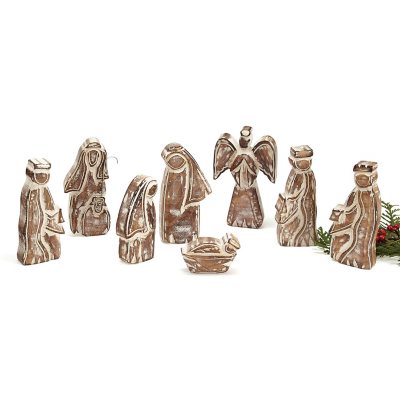 8-Piece Whitewashed Wooden Nativity Set - Sam's Club