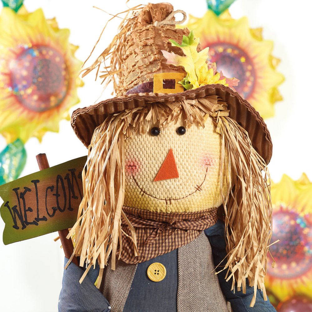 Fall Autumn Decor 56 in Tall Friendly Sitting Scarecrow ...