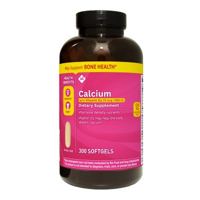 Member's Mark Calcium with Vitamin D-3 Dietary Supplement (300 ct ...