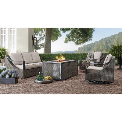 Sand and Brown Wicker Patio Furniture Loveseat - Palm Harbor