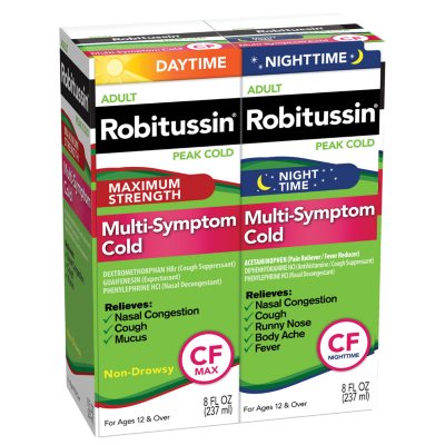 Robitussin Peak Cold Daytime + Nighttime Multi-Symptom Cold CF - 8 oz ...