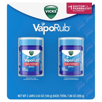 Vicks VapoRub Cough Suppressant Topical Analgesic Ointment Twin Pack (7 ...