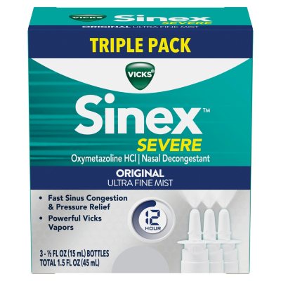 Vicks Sinex Severe Nasal Decongestant Spray Triple Pack (1.5 fl. oz ...