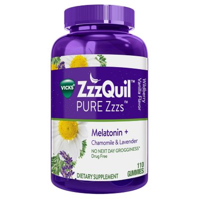 Vicks ZzzQuil PURE Zzzs Melatonin Natural Flavor Sleep Aid Gummies, 1 ...