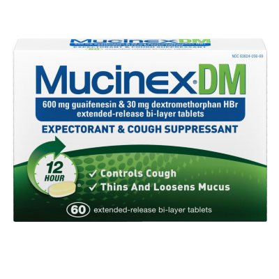 Mucinex DM Expectorant & Cough Suppressant - Regular Strength - 60 ct ...