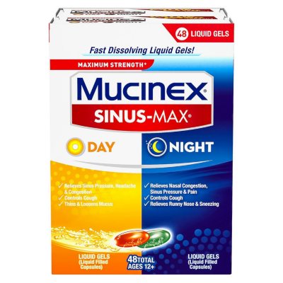 Mucinex Sinus-Max Liquid Gels for Day & Night, Congestion & Cough (48 ...