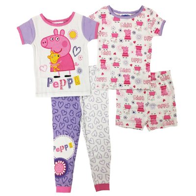 Girls' Infant & Toddler Peppa Pig 4-Piece Cotton Pajama Set - Sam's Club