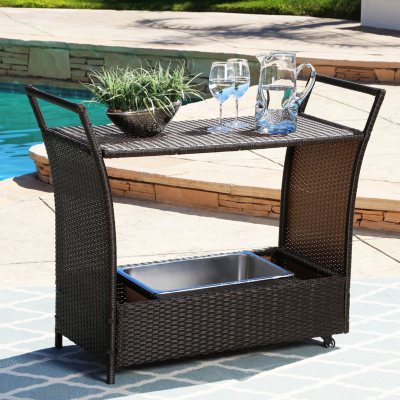 Stella Wicker and Aluminum Outdoor Bar Cart - Sam's Club