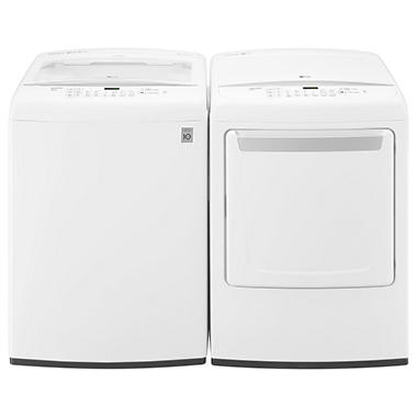 LG Ultra-Large Capacity Top-Load Washer + Electric Dryer Bundle