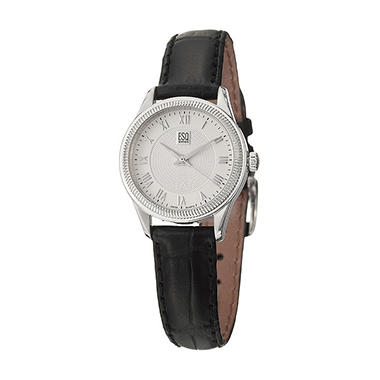 ESQ by Movado Women's Harrison Stainless Steel Case and Black Leather ...