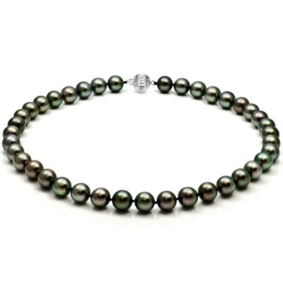 pearl necklace tahitian gold 14k mm davonna inch clasp ball akoya jewelry diamond cultured sam club