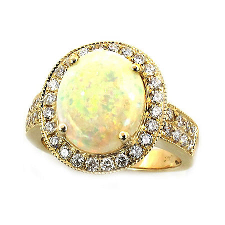 2.97 ct. Oval Opal Ring with Diamonds in 14k Yellow Gold - Sam's Club