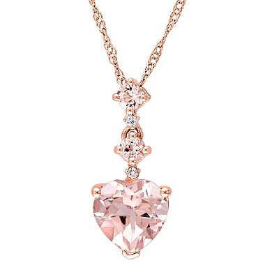 1.25 ct. Morganite Heart Pendant with Diamond Accent in 14K Rose Gold