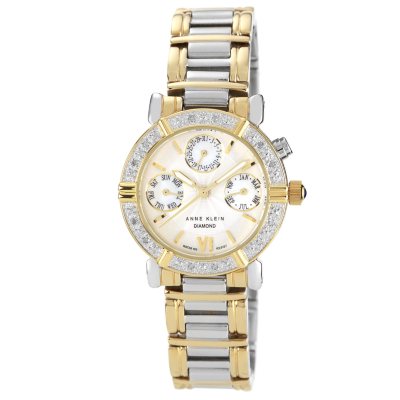 AK by Anne Klein Women's Diamond Accented Multi-Function Two-Tone Watch ...