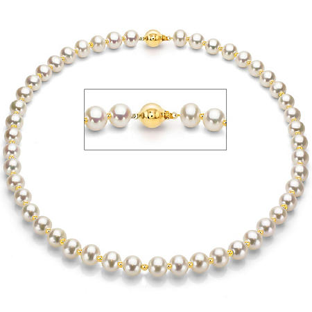 Freshwater Pearl Necklace with 14KY Gold Beads - Sam's Club