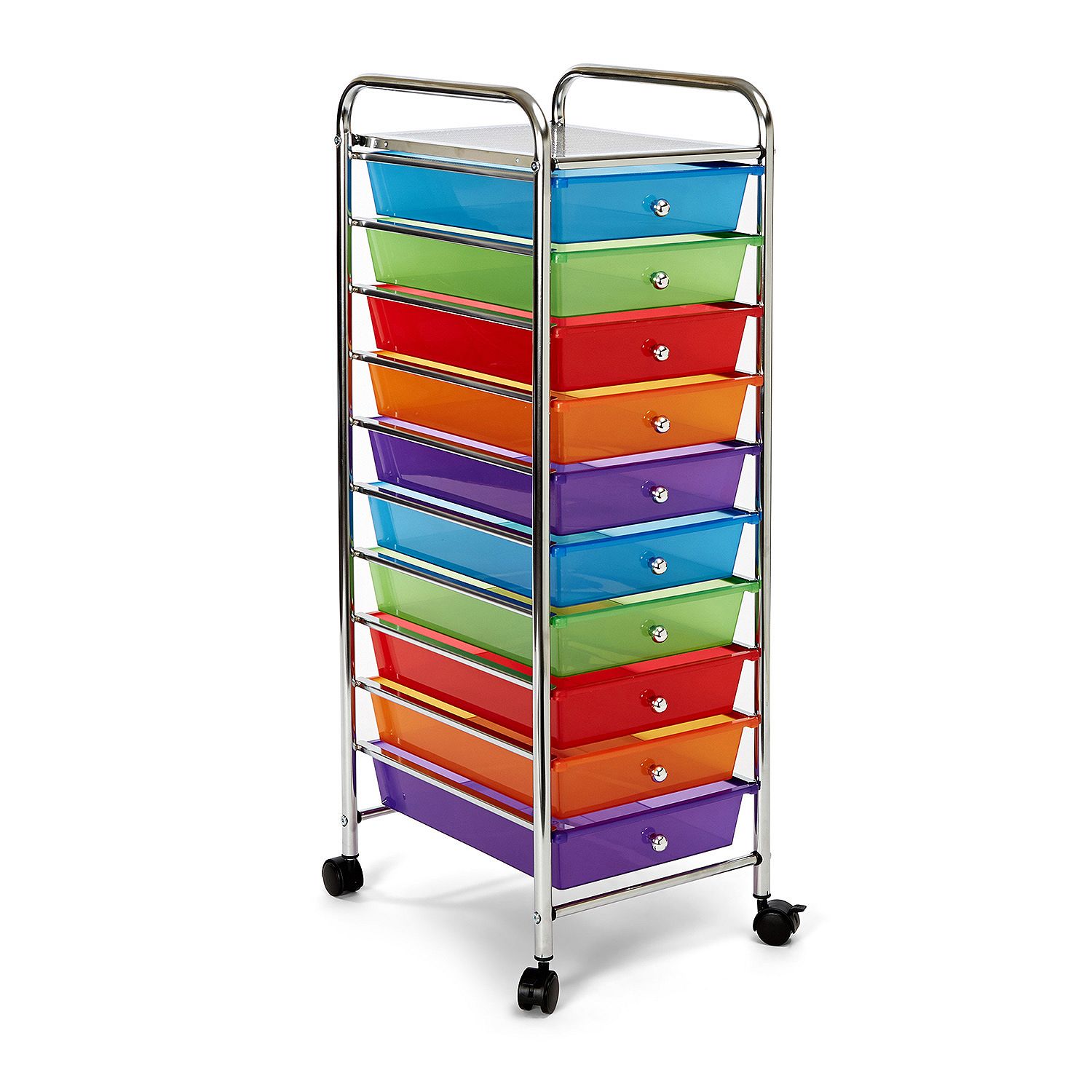 Seville 10 Drawer Cart with Four Caster Wheels