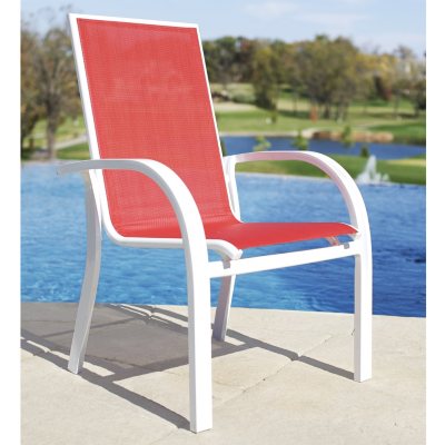 Aluminum Sling Stacking Chair - Red - Sam's Club