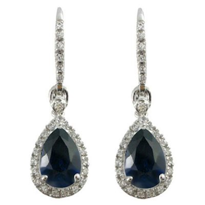 Lab-Created Blue & White Sapphire Earrings in 14K White Gold - Sam's Club