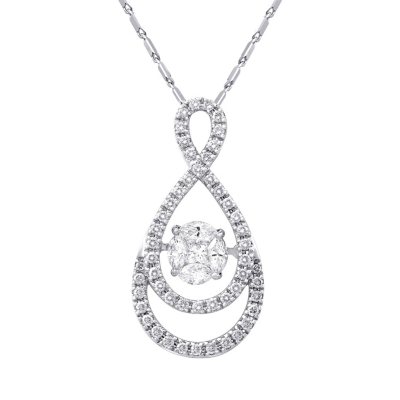 S Collection .75 CT. T.W. Double Diamond Halo Twist Dancing Pendant in ...