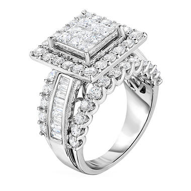 2.95 ct. t.w. Princess and Round Cut Diamond Diamond Ring in 14K White Gold (I, I1)
