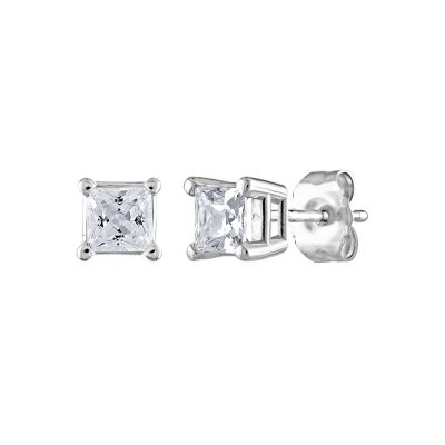 0.72 CT. T.W. Princess-Cut Diamond Stud Earrings in 14K White Gold (I ...