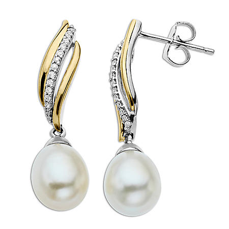 freshwater 14k diamonds pearl sterling ct earrings yellow i1 silver gold