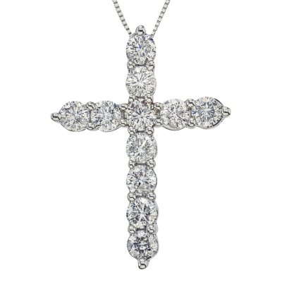 2.00 CT. T.W. Diamond Cross Pendant in 14K White Gold (H-I ...