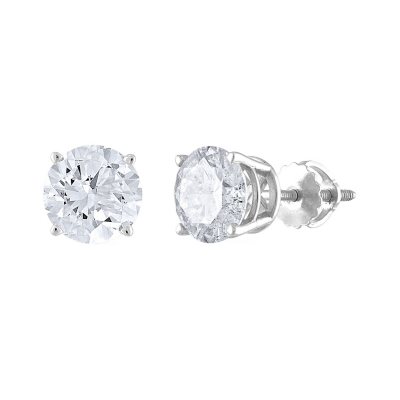 1.95 CT. T.W. Round Diamond Stud Earrings in 14k White Gold (I, I1)