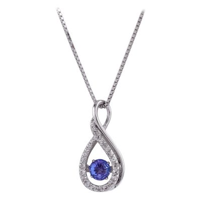 Sterling Silver Dancing Tanzanite Infinity Pendant with White Sapphire ...