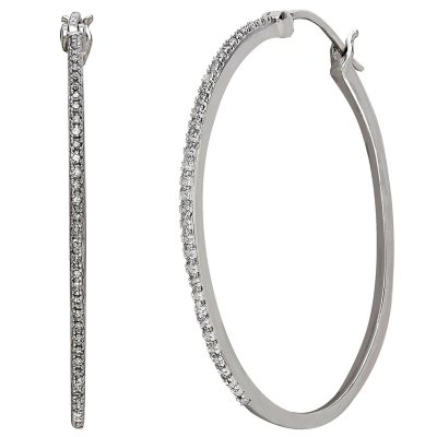 Sterling Silver with Diamond Hoop Earrings - Sam's Club