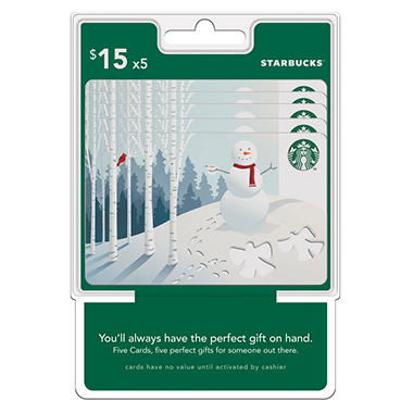 $75 Value Starbuck’s Gift Cards