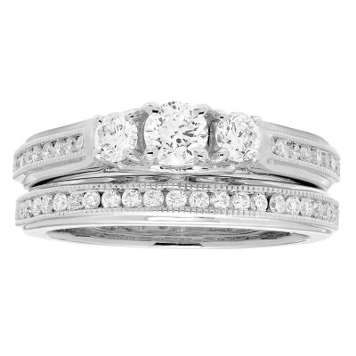 1.0 CT. T.W. Three Stone Diamond Bridal Ring Set in 14K Gold - Sam's Club