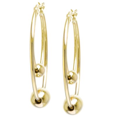 earrings gold hoop 14k beaded yellow