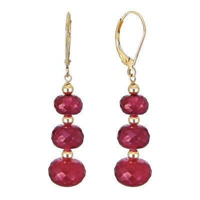 7-10MM Graduated Corundum Ruby Earrings in 14K Yellow Gold - Sam's Club