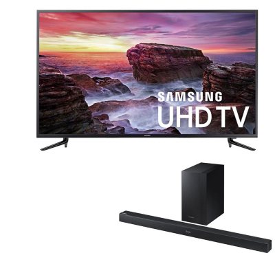Samsung 58″ 4K Ultra HD Smart LED TV + Samsung 2.1-Channel Soundbar with Wireless Active Subwoofer