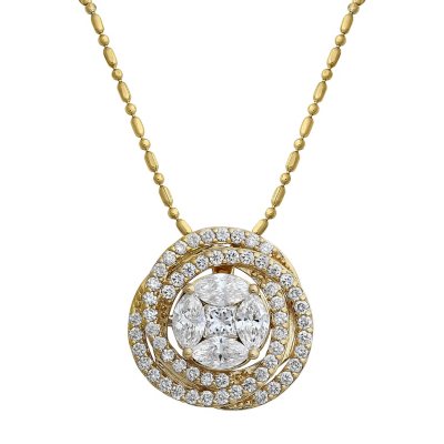 S Collection 1.20 CT. T.W. Diamond Swirl Composite Pendant in 14K ...