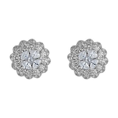 S Collection 1.50 CT. T.W. Diamond Composite Stud Earrings in 14K White ...