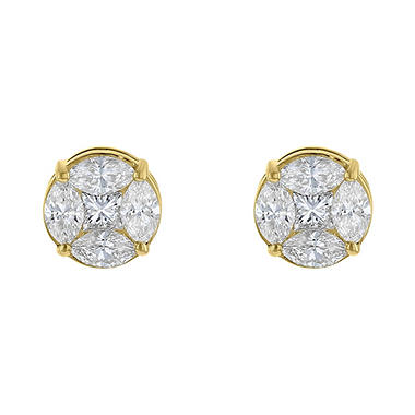 1.55 CT. T.W. Composite Stud Earrings in 14K Yellow Gold