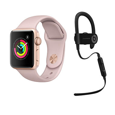 Apple Watch Series 3 38MM GPS with Powerbeats3 Wireless Earphones (Choose Color Combination)