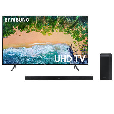 Samsung UN65NU710 65″ 4K Ultra HD Smart LED TV + Samsung HW-M430 2.1 Channel Soundbar Bundle 